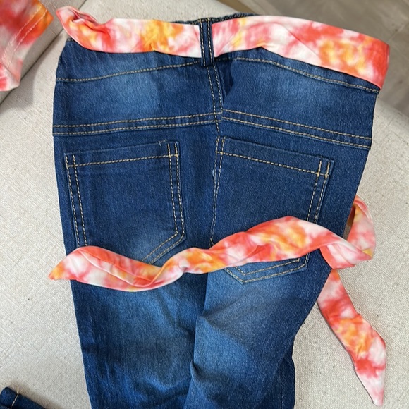 NEW Girls Sz 6 Orange 'Candy Corn Cutie' Flare-Sleeve Top Jeans Fall Halloween - Picture 9 of 10